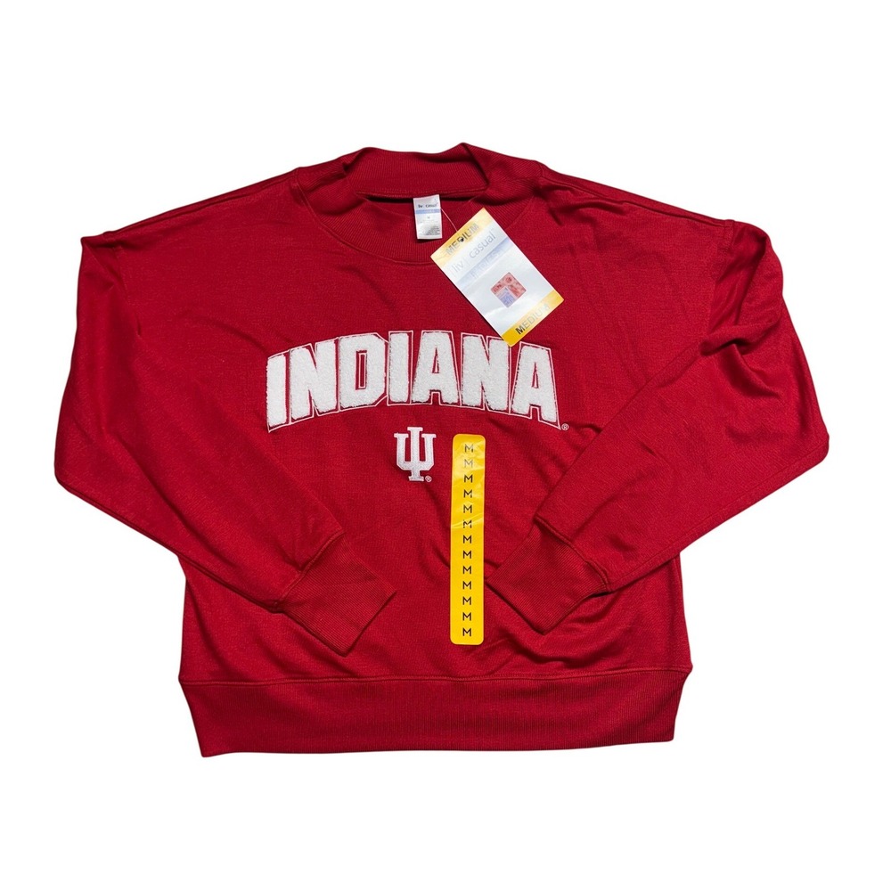 Indiana Hoosiers NCAA Womens Medium Red Pullover Sweatshirt IU Liv Casual New